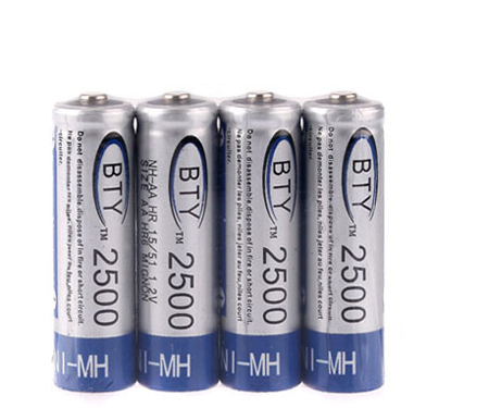  4 x Nuevas baterías recargables 2500mAh 2500 AA Ni-MH NiMH