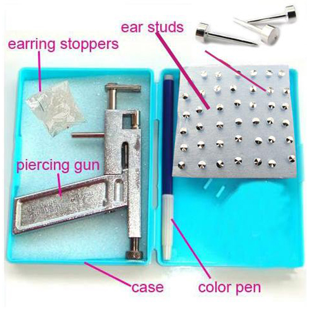  Steel Ear Body Piercing Gun 98pcs Studs Machine Kit Set