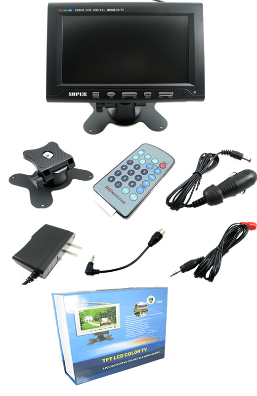  7-inch Color Screen LCD Car RearView Headrest Monitor + TV