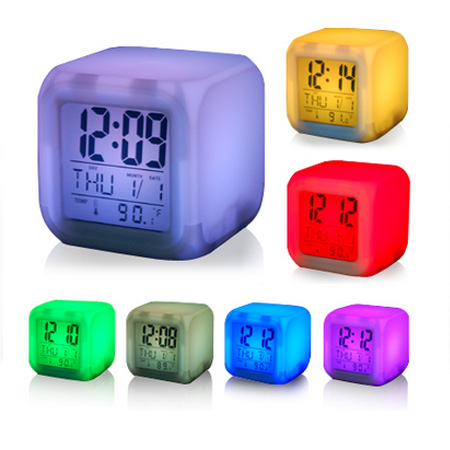 Batería ordenador portátil 7 LED Color Change PVC Digital Alarm with Thermometer Clock