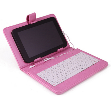 Batería ordenador portátil Hard Cover Case with USB Keyboard for 7” Tablet PC PDA Android Pink