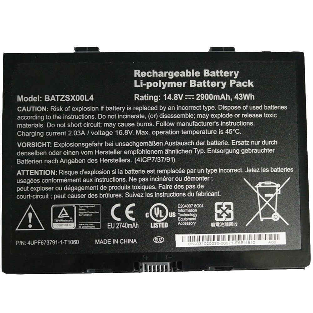 Batería ordenador 2900MAH/43WH 14.8V BATZSX00L4