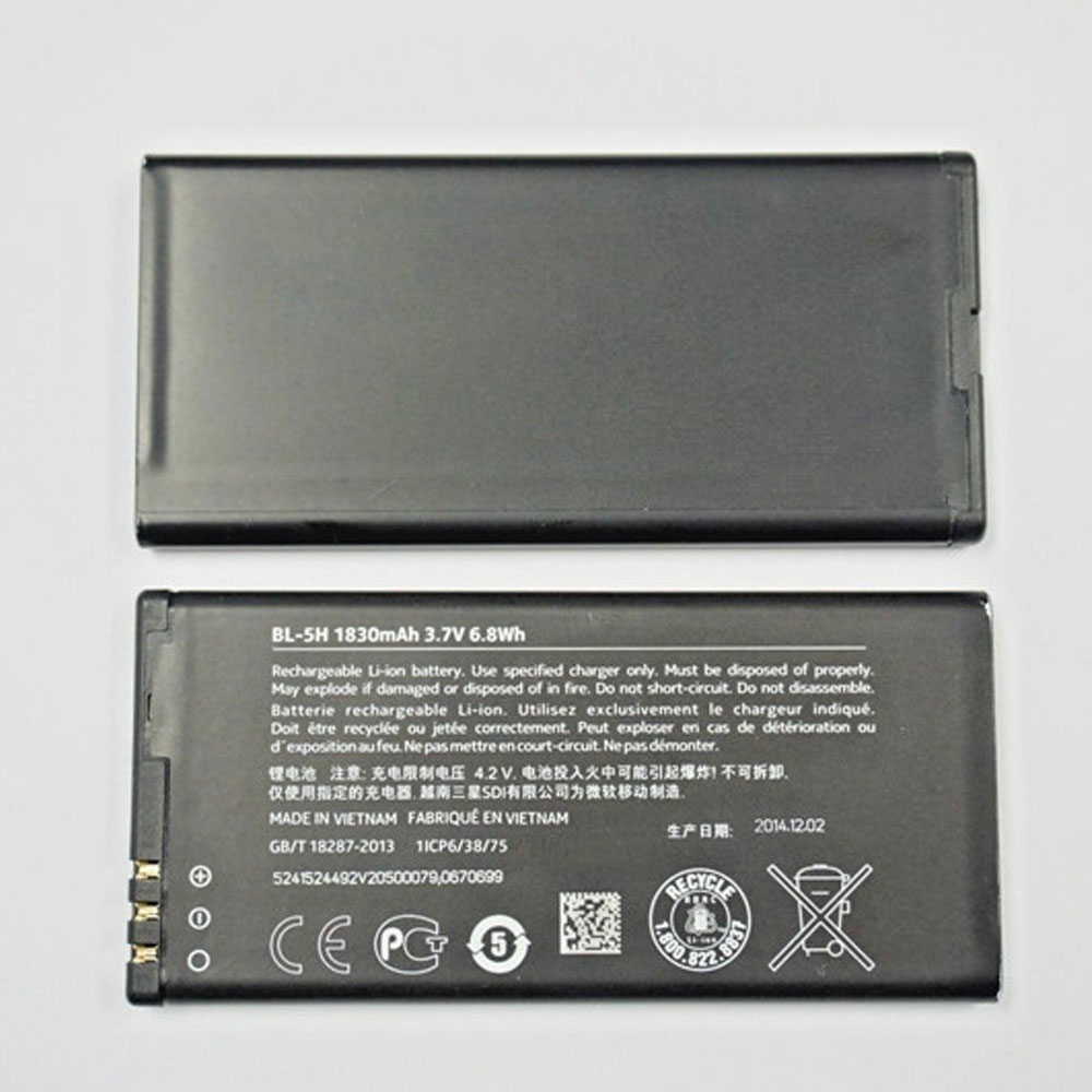Batería  1830MAH/6.8WH 3.7V BL-5H-baterias-1830MAH/NOKIA-BL-5H