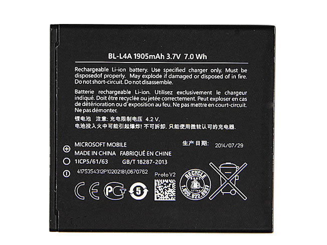 Batería  7.0wH/1905mah 3.7V BL-L4A-baterias-7.0wH/NOKIA-BL-L4A
