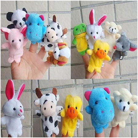 Batería ordenador portátil 10 Finger Hand Animal Shaped Puppets Baby Childs Kids Learn Story Xmas Toy Gift