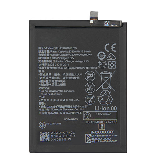 Batería  3400mAh/12.99WH 3.82V/4.4V HB442528EBC-baterias-300MAH/HUAWEI-HCB18650-12-02-baterias-6400mAh/HUAWEI-HB396285ECW-baterias-3400mAh/HUAWEI-HB396285ECW