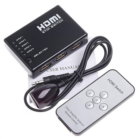 Batería ordenador portátil Conmutador de 5 puertos de Video HDMI 1080P para HDTV, PS3, con control remoto