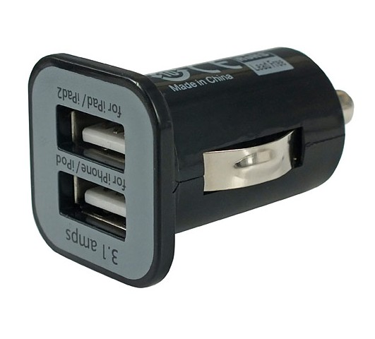 Batería ordenador portátil Black 2 Port Dual USB DC Car Charger Adapter Accessory For iPhone 5 4S iPad iPod 

