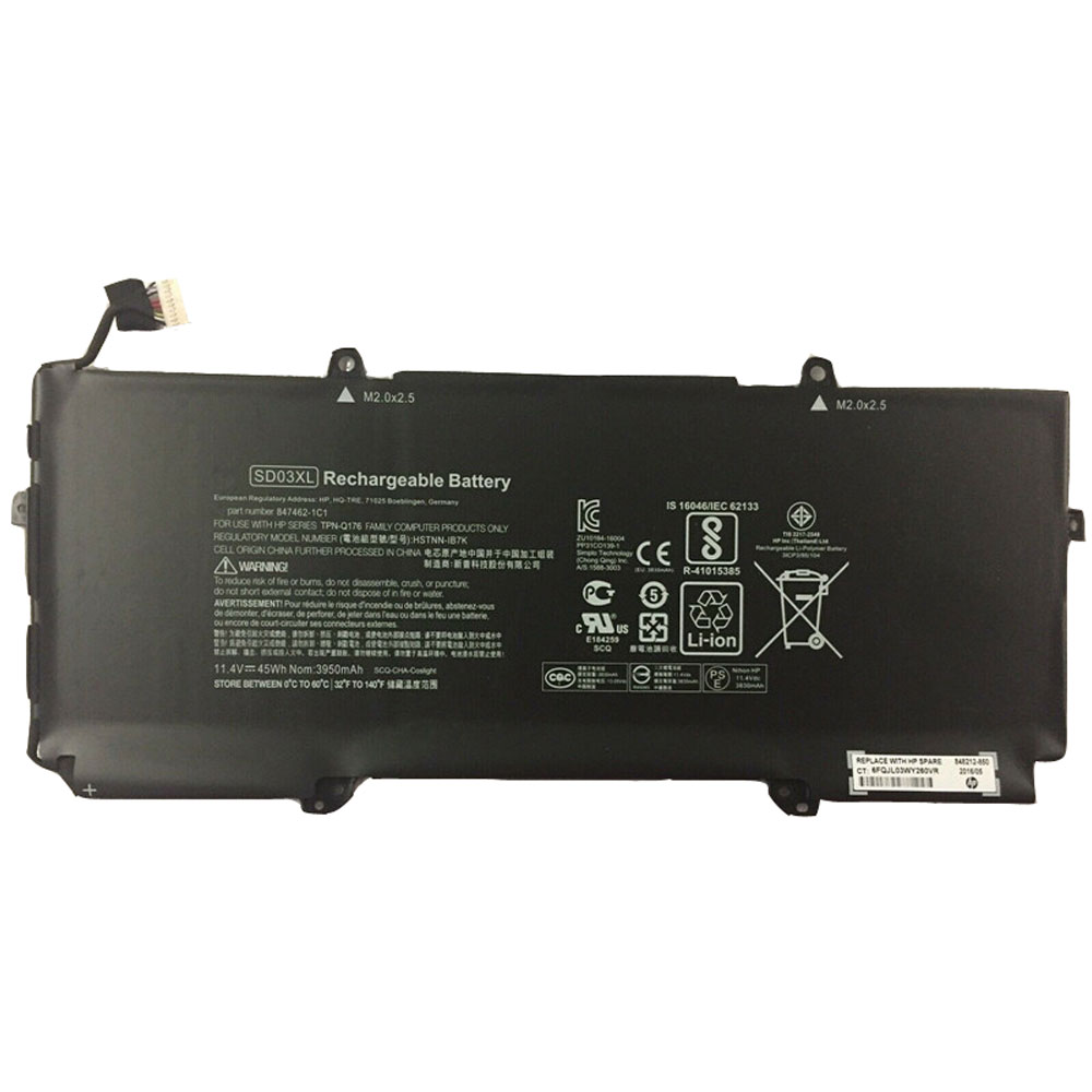 Batería ordenador 3830mAh/45WH 11.4V/13.05V HSTNN-IB7K-baterias-3830mAh/HP-SD03XL