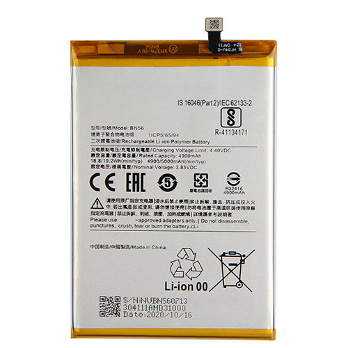 Batería  4900mAh/18.8WH 3.85V/4.4V R10B01W-baterias-38Wh/XIAOMI-BN56-baterias-4900mAh/XIAOMI-BN56-baterias-4900mAh/XIAOMI-BN56